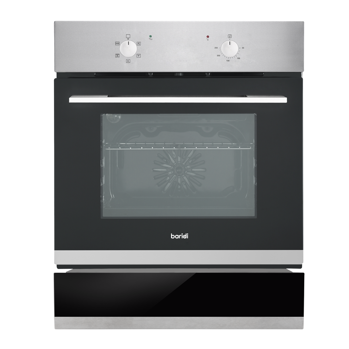 Sealey DH233 Baridi Integrated Fan-Assisted Electric Oven 60cm 55L Capacity with Warming Drawer - Black/Stainless Steel