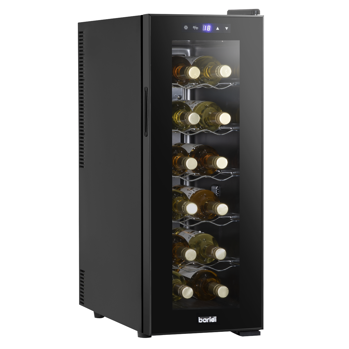 Sealey DH73 Baridi 12 Bottle Wine Cooler with Digital Touch Screen Controls & LED Light, Black