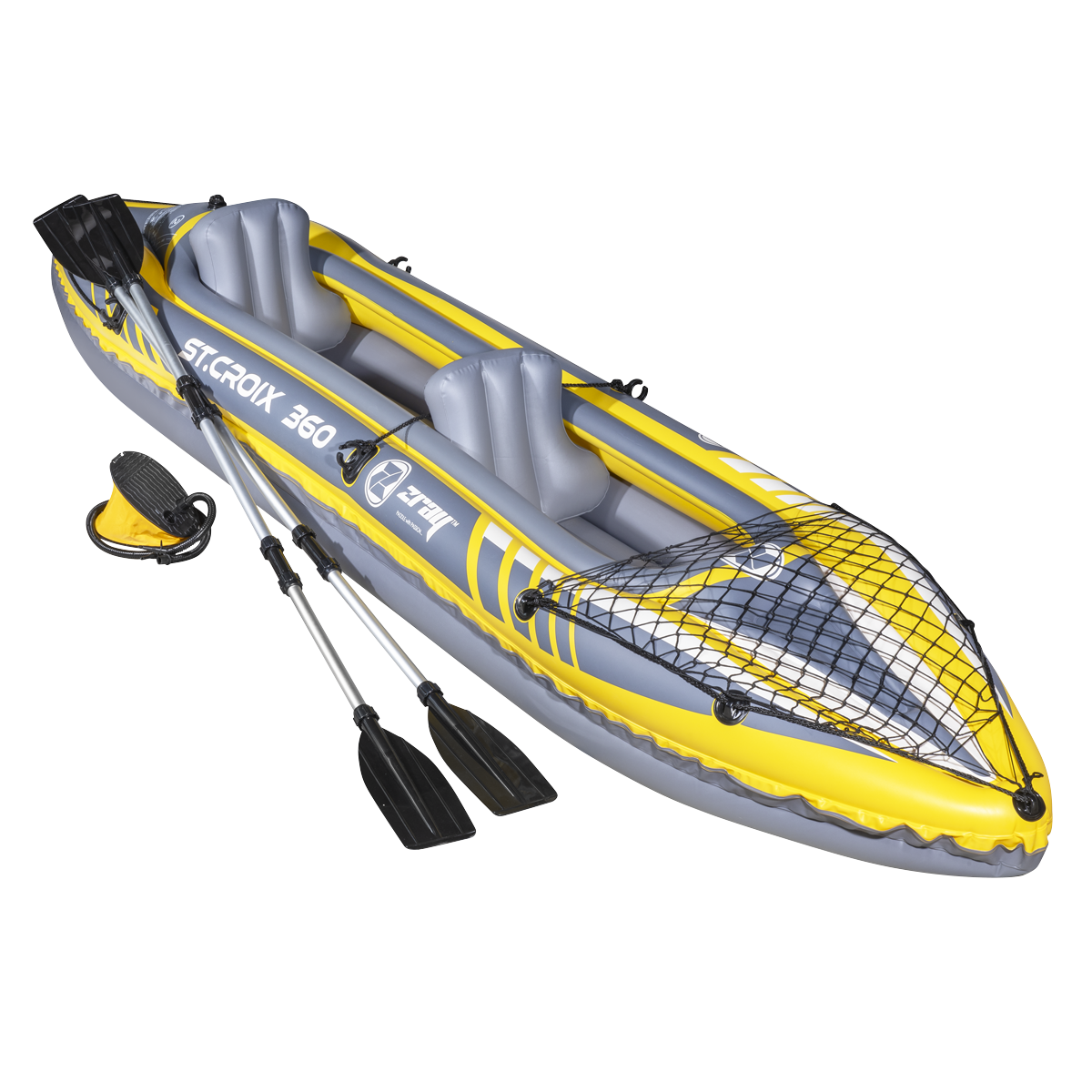 Sealey DL155 Dellonda Inflatable 2-Person Kayak/Canoe Set with Pump, Carry Bag & 2 Oars - Blue/Yellow/White