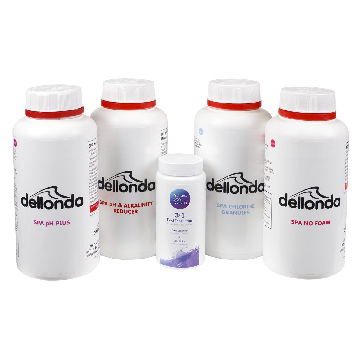 Sealey DL62 Dellonda Hot Tub/Spa Starter Kit - Chlorine, pH Increaser, Dry Acid, Foam Down & Test Strips
