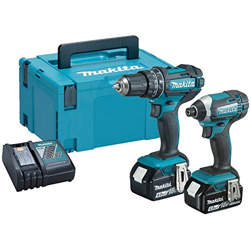 Makita DLX2131TJ 18V LXT Combi Twin Kit Combi Drill + Impact Driver with 2x 5.0Ah Batteries in MakPac Stacking Case