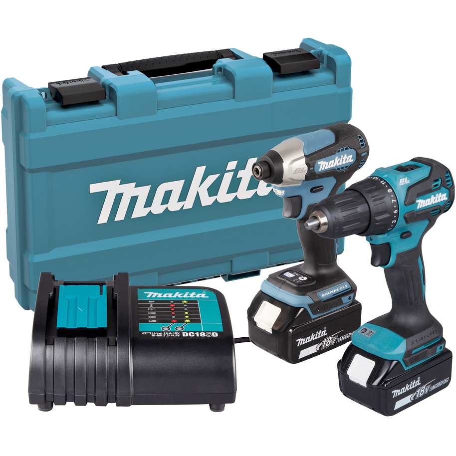 Makita DLX2539ST 18V LXT Brushless Twin Kit with 2x 5.0Ah Batteries and Charger in Carry Case