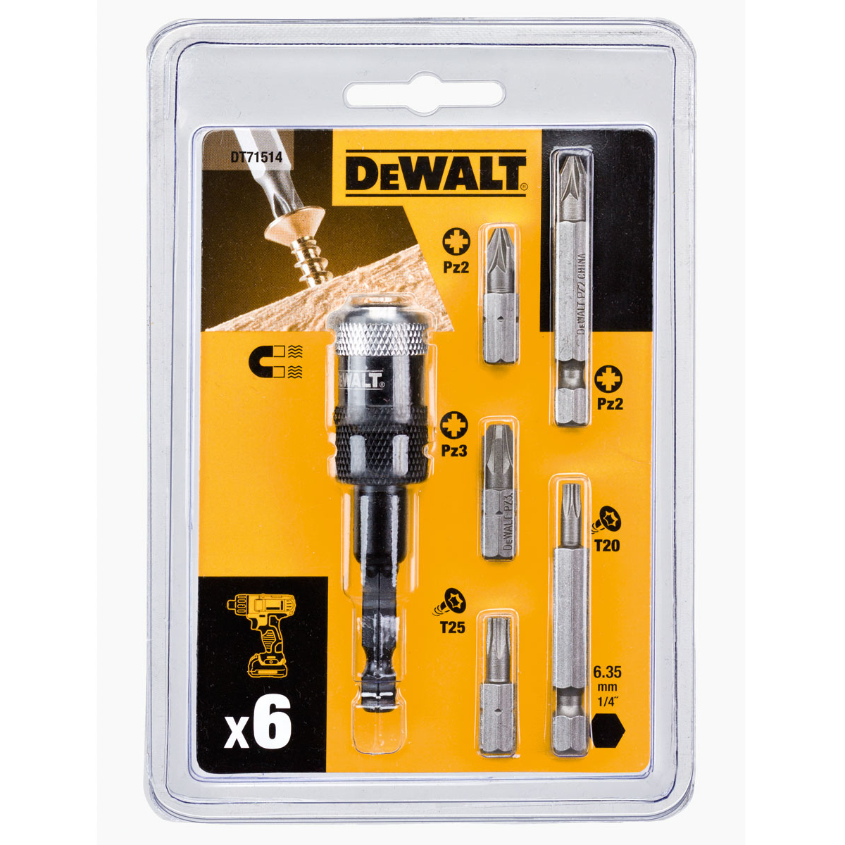 DeWalt DT71514-QZ Screwdriving Bit Set 6 Piece with Rapid Load Bit Adaptor