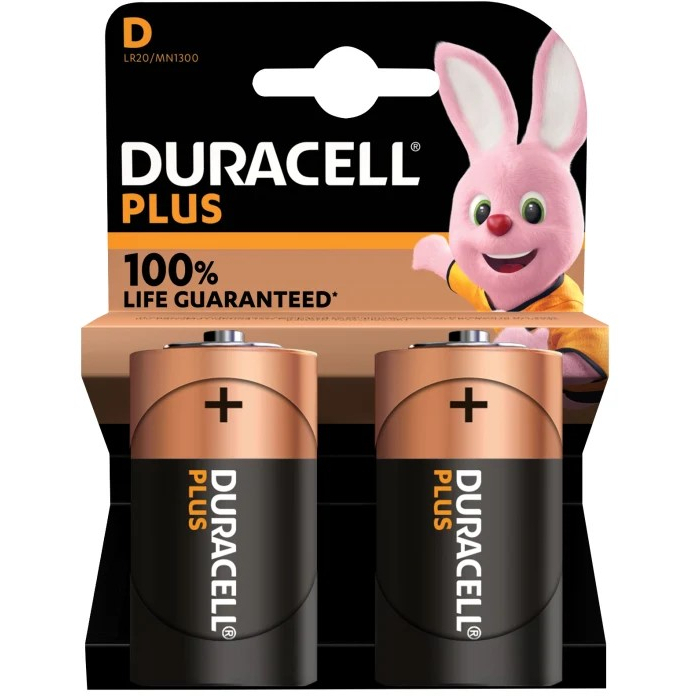 Duracell 518714 D Cell Plus Power +100% Batteries (Pack 2)