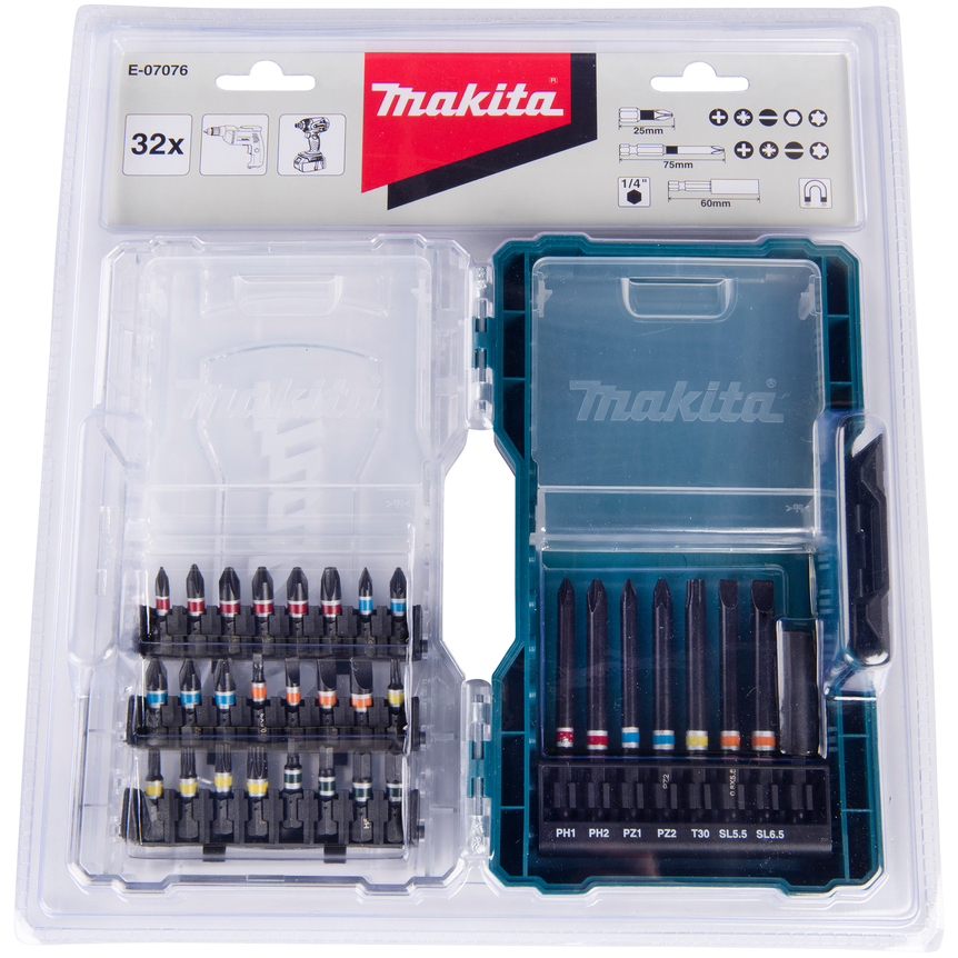 Makita E-07076 32 Piece Screwdriver Bit Set in Case