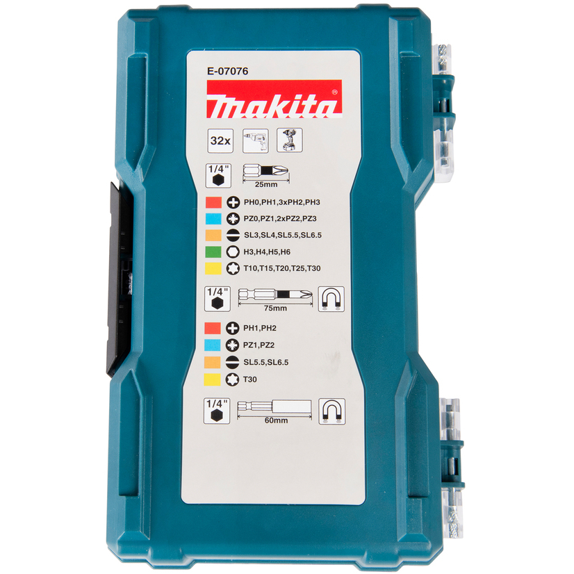 Makita E-07076 32 Piece Screwdriver Bit Set in Case