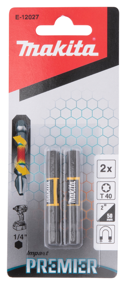 Makita E-12027 T40 x 50mm Impact Premier Torsion Bit PK2