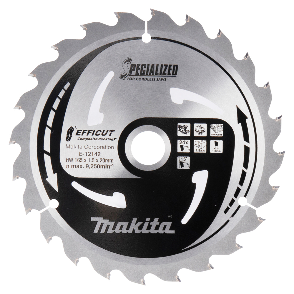 Makita E-12142 TCT Saw Blade 165X20X24T Efficut for Composite