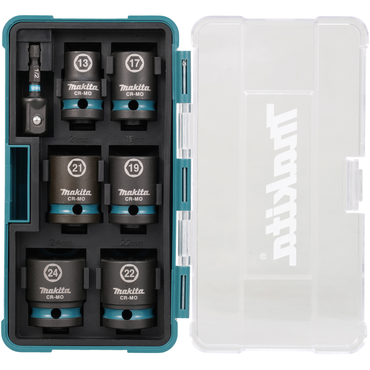 Makita E-16592 7 Piece Impact Black Socket Set 1/2" SQDR 13-24mm