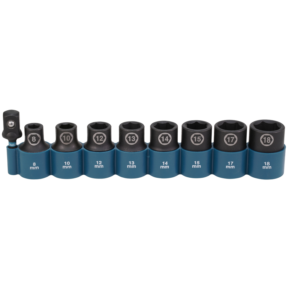 Makita E-16645 9 Piece ½" Drive Black Impact Socket Set