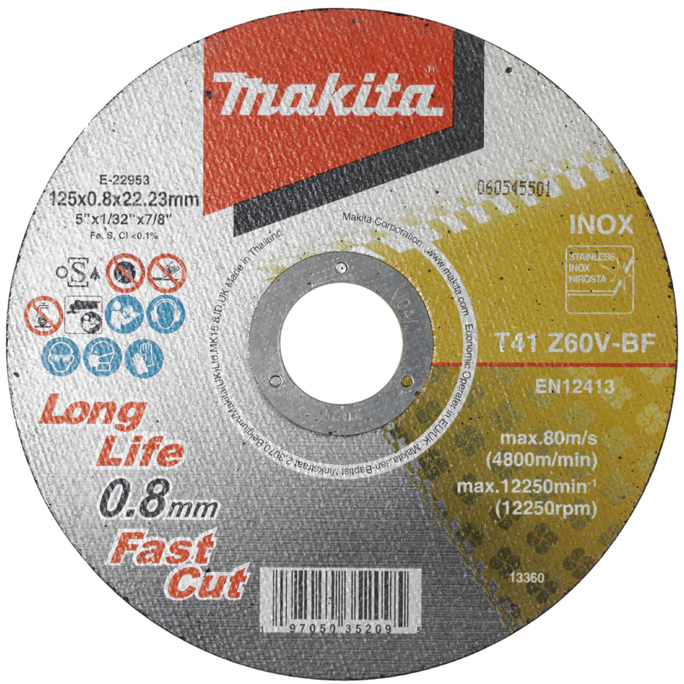 Makita E-22953 125mm x 0.8mm Inox Flat Cutting Disc