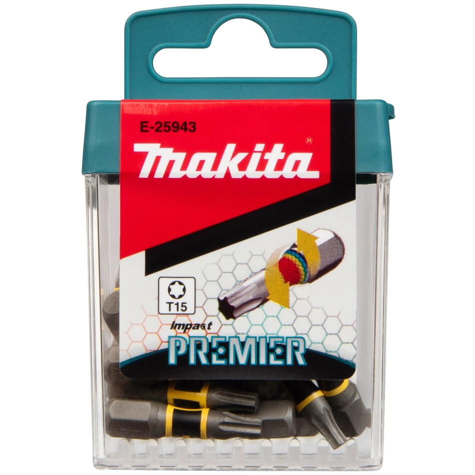 Makita E-25943 Impact Premier Torsion Screw Bit T15, 15pc