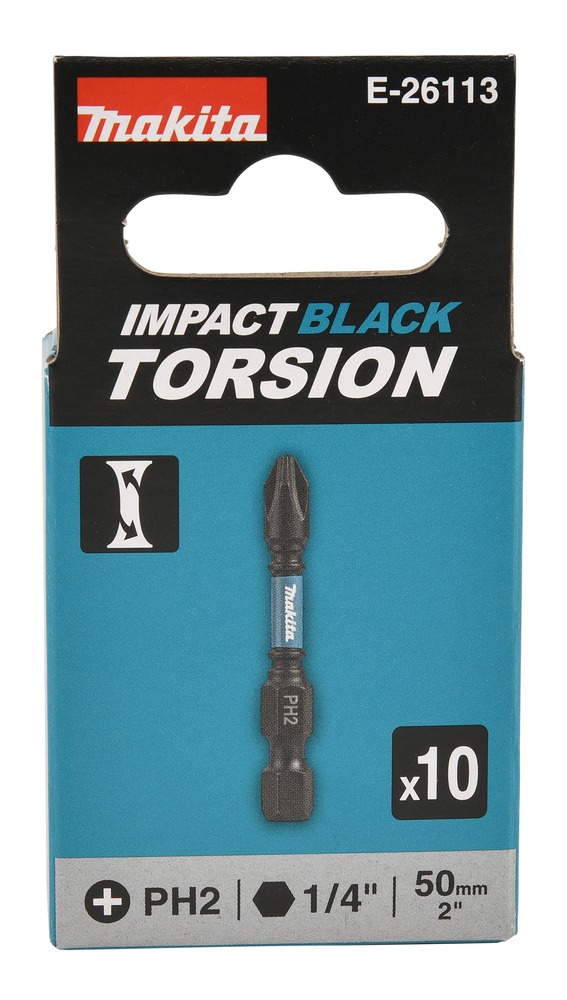 Makita E-26113 Impact Black Torsion Bit PH2 x 50mm (PK10)