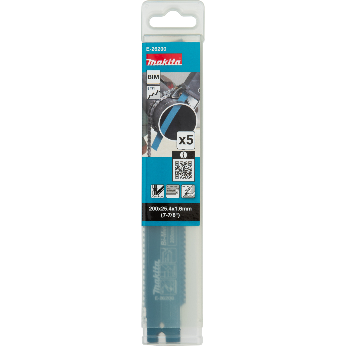 Makita E-26200 200mm Bi Metal Reciprocating Saw blade for JR003G , PK5