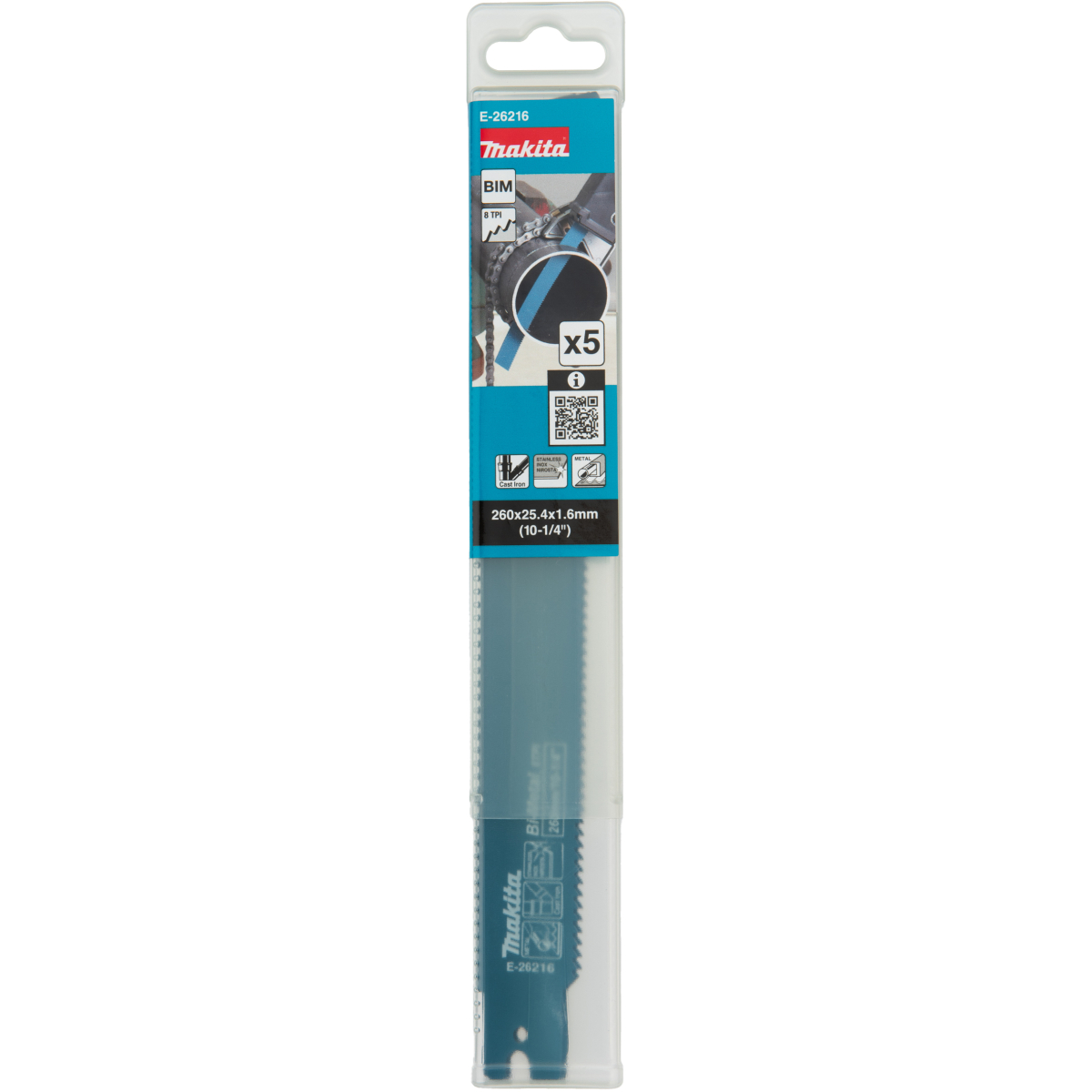 Makita E-26216 260mm Bi Metal Reciprocating Saw Blade for JR003G, PK5