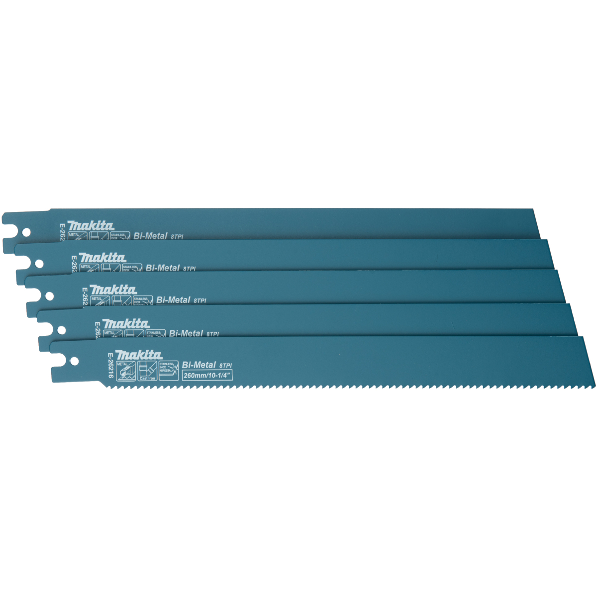 Makita E-26216 260mm Bi Metal Reciprocating Saw Blade for JR003G, PK5
