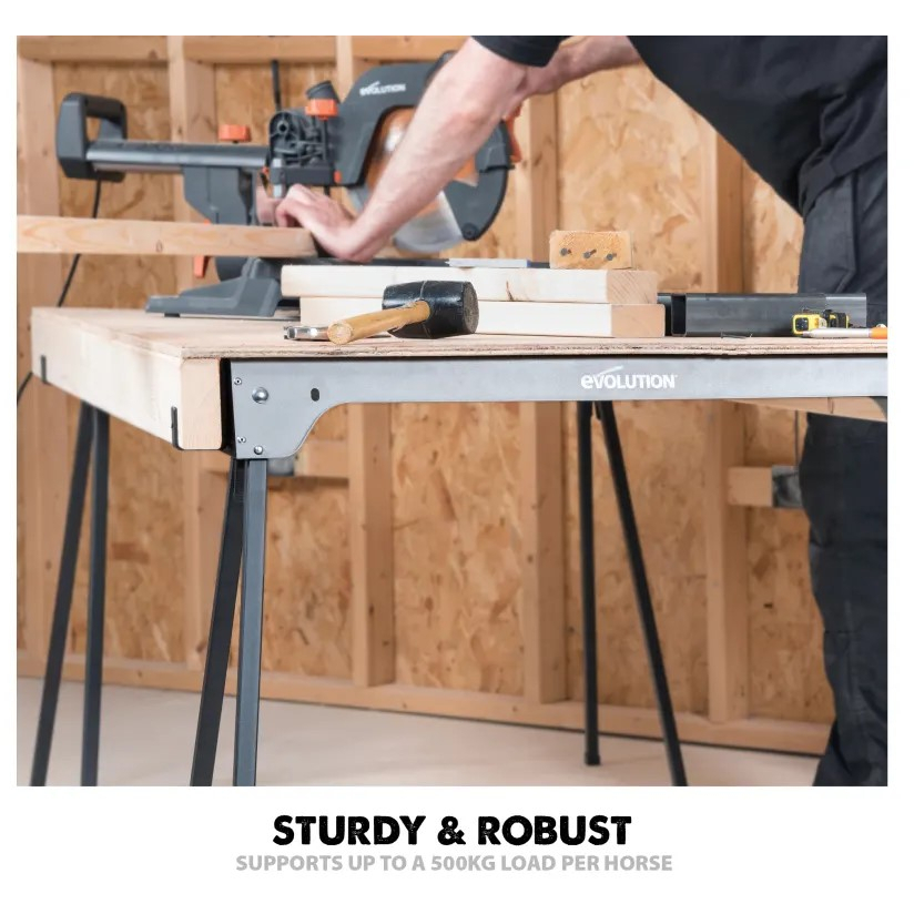 Evolution 005-0003 Metal Folding Sawhorse Stand (Twin Pack)