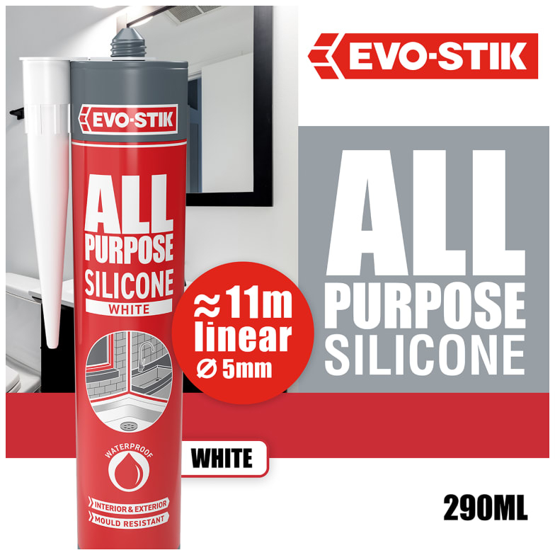 Evo-Stik 30613608 EVOAPFSSW All Purpose Silicone Sealant White C20 290ml