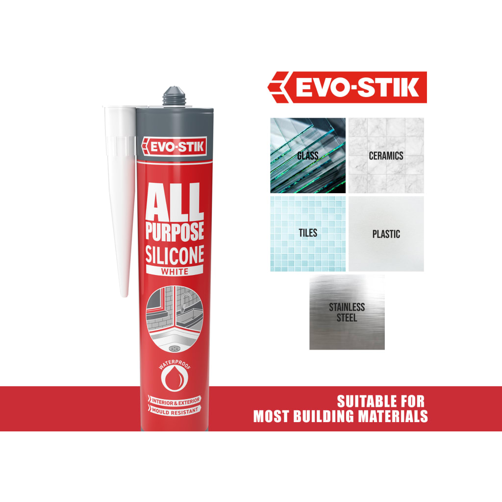 Evo-Stik 30613608 EVOAPFSSW All Purpose Silicone Sealant White C20 290ml