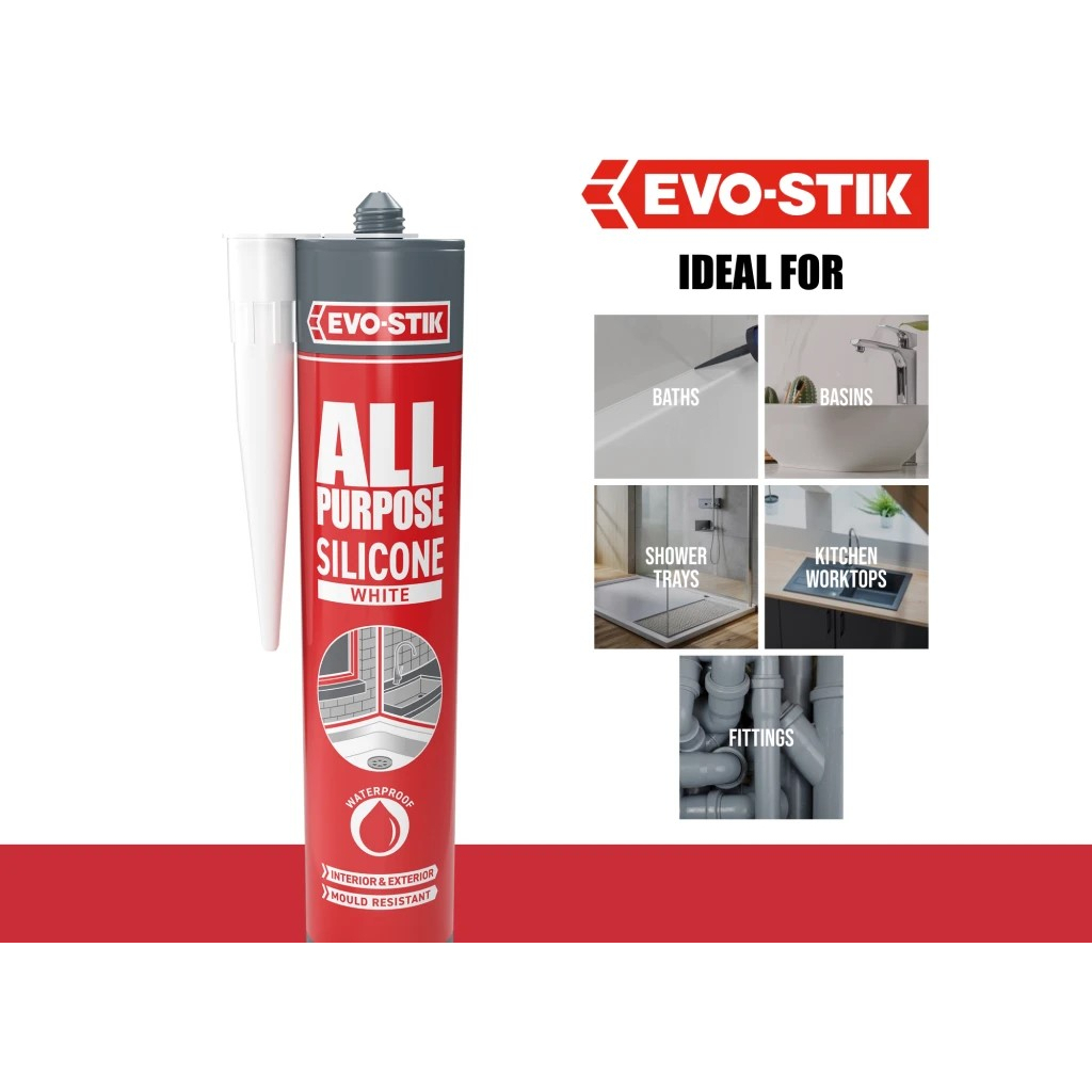 Evo-Stik 30613608 EVOAPFSSW All Purpose Silicone Sealant White C20 290ml