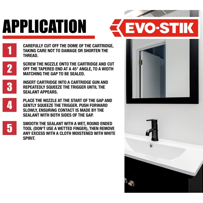 Evo-Stik 30613608 EVOAPFSSW All Purpose Silicone Sealant White C20 290ml