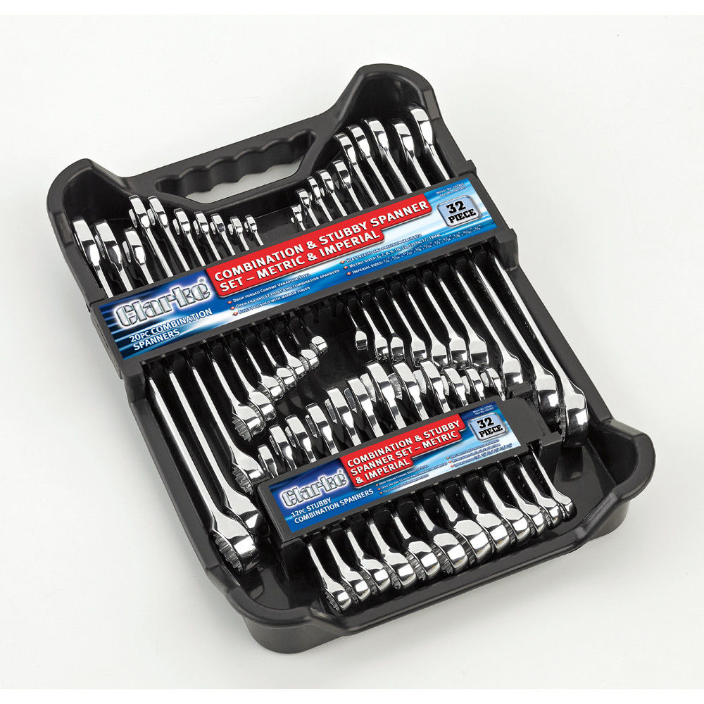 Clarke 1801805 CHT805 32 Piece Metric & Imperial Combination/Stubby Spanner Set