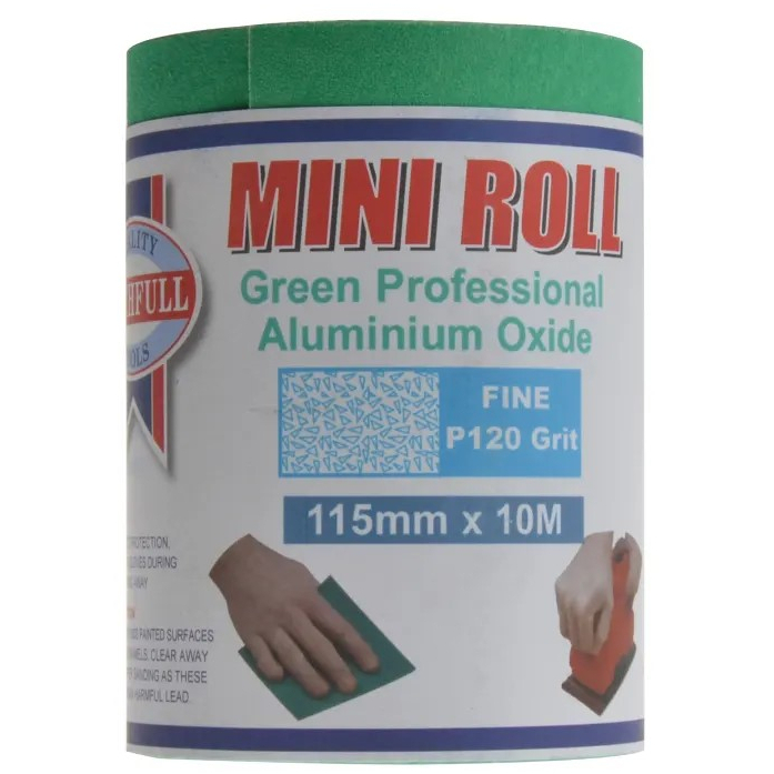 Faithfull FAIAR10120G Aluminium Oxide Sanding Paper Roll Green 115mm x 10m 120G