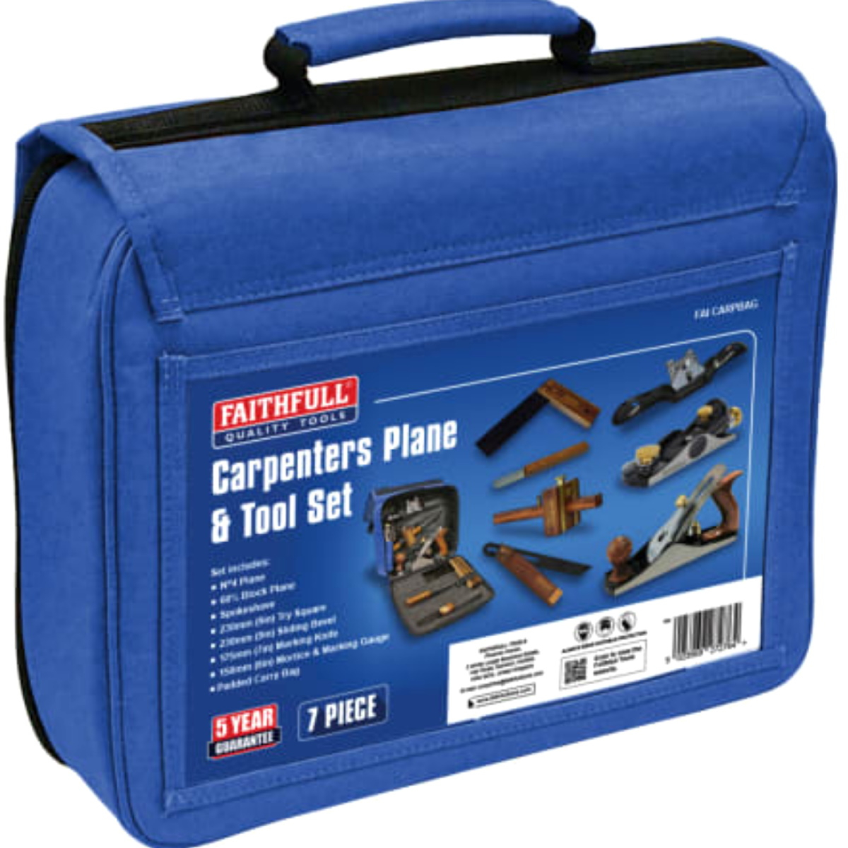 Faithfull FAICARPBAG Carpenters 7 Piece Tool Set in Tool Bag