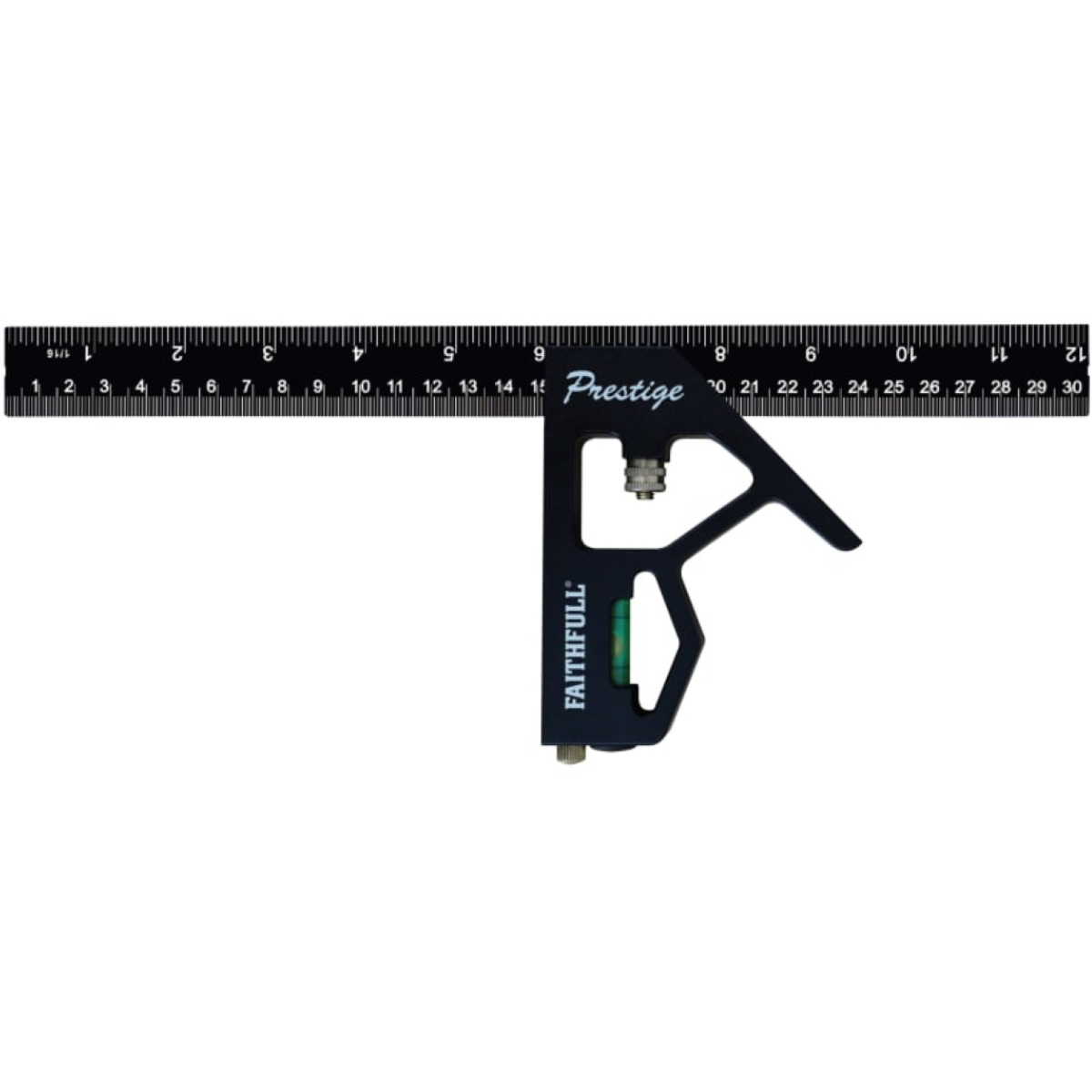 Faithfull 717L12 Prestige Combination Square Black Aluminium 300mm (12in) FAICS300CNC