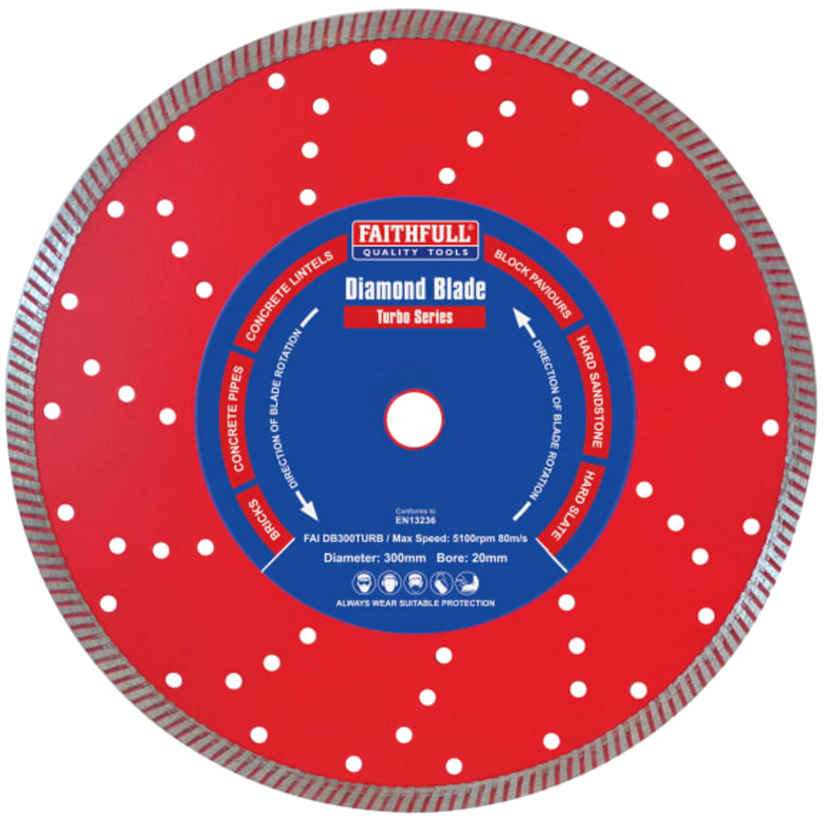 Faithfull FAIDB300TURB Turbo Cut Diamond Blade 300 x 20mm