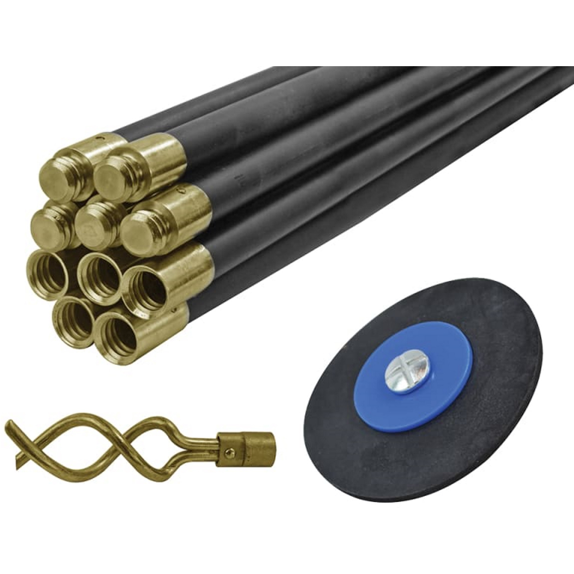 Faithfull FAIDRSET12 Universal Drain Clean Set (10 x Rods Plunger and Worm)