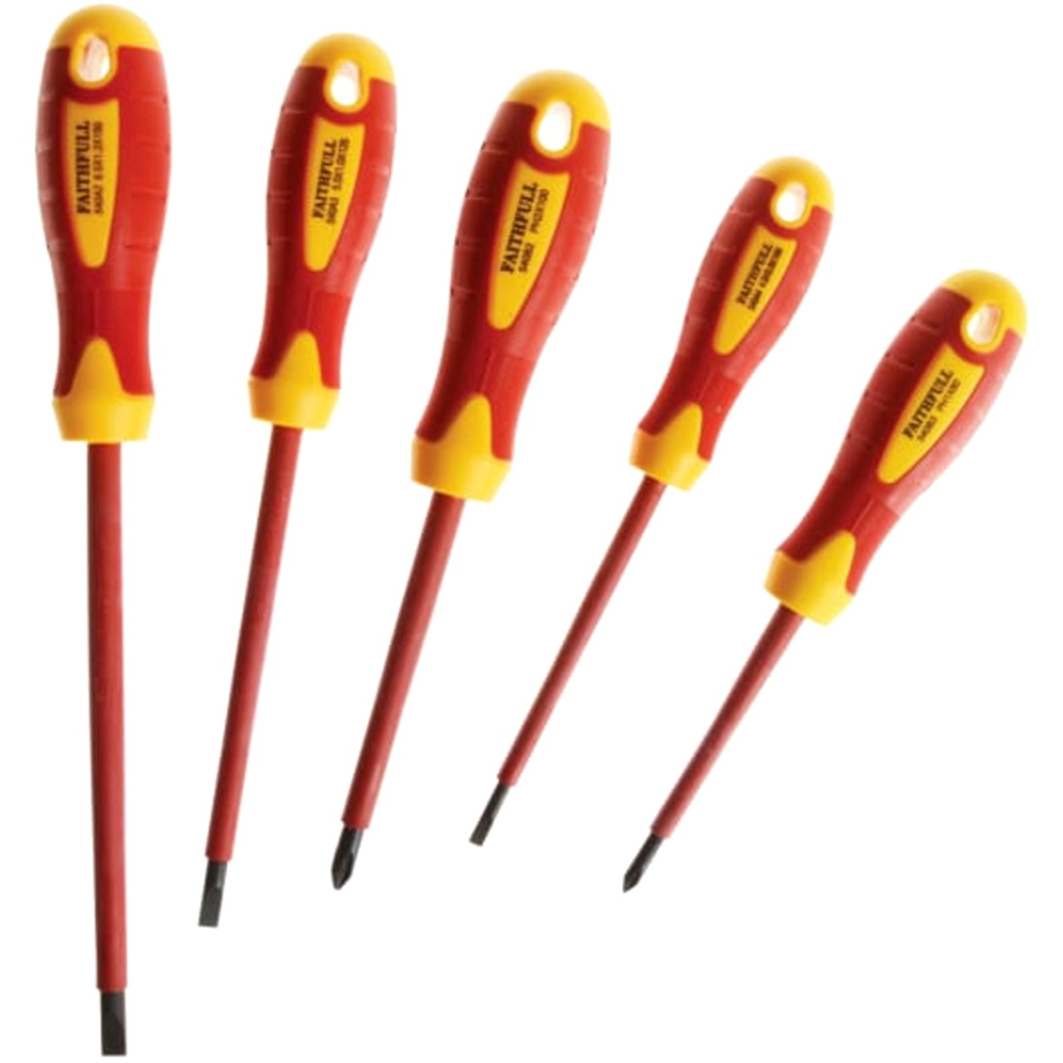 Faithfull FAISDVDESET5 VDE Soft Grip Screwdriver 5 Piece SL/PH