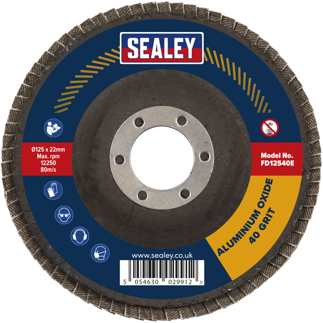 Sealey FD12560E Flap Disc Aluminium Oxide Ø125mm Ø22mm Bore 60Grit