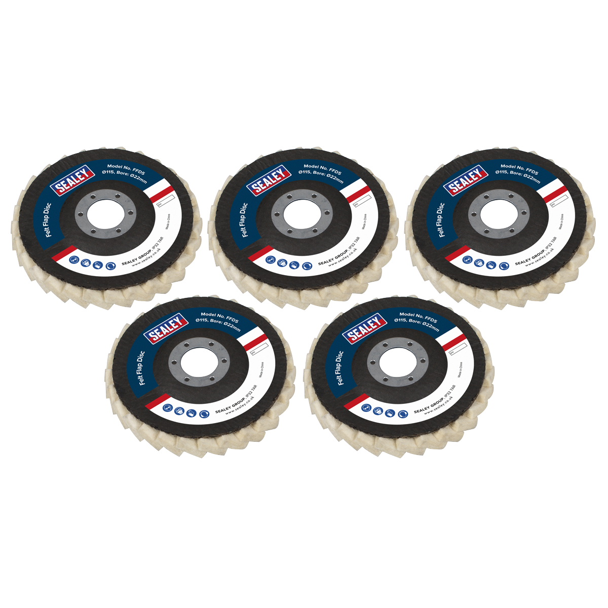 Sealey FFD5 Felt Flap Disc &oslash;115mm &oslash;22mm Bore - Pack of 5