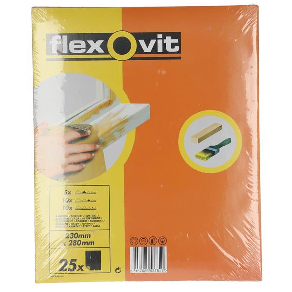 Flexovit FLV58235 Glasspaper Sanding Sheets 230 x 280mm Grade F2 Pack x 25
