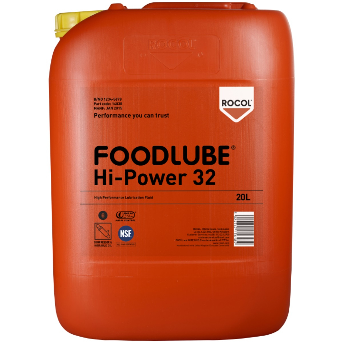 Rocol 15895 Foodlube Hi-Power 32 Lubricant (NSF Registered) 20ltr