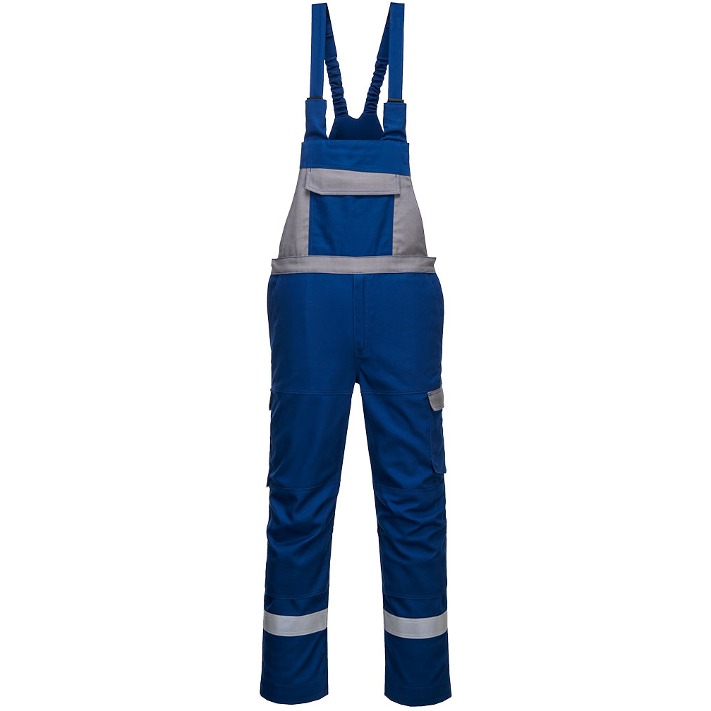 Portwest FR07 Flame Resistant Bizflame Ultra Two Tone Bib & Brace - Regular Leg Length - Portwest Waist S - Royal Blue (RO)