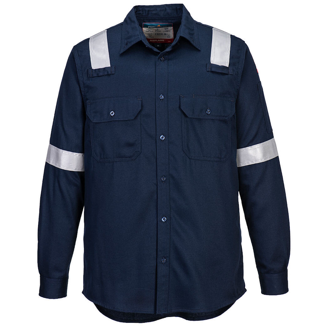 Portwest FR720 Bizflame Work Lightweight FR Shirt-Portwest Chest L (42"-44")-Navy Blue (NB)