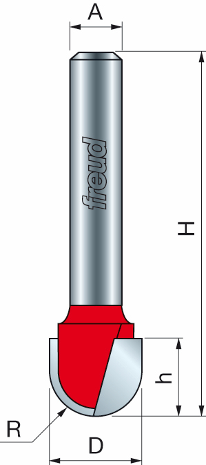 Freud 18-11025 15.9 x 11.1mm x 8.0 ø Round Nose Bit 1/4 Shank