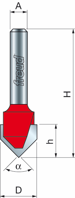 Freud 20-15225 12.7 x 12.7mm x 60 ø V Groove Bit 1/4 Shank