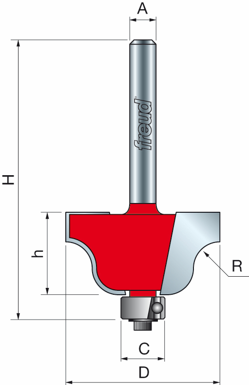 Freud 38-10650 34.9 x 17.5mm x 6.4 ø Roman Ogee Bit 1/2 Shank