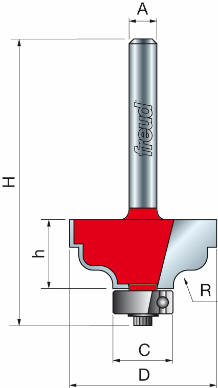 Freud 38-40225 31.8 x 15.1mm x 3.2 ø Classical Roman Ogee Bit 1/4 Shank