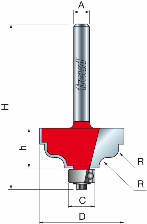 Freud 38-45225 31.8 x 15.1mm x 3.2 ø Double Filleted Ogee Bit 1/4 Shank