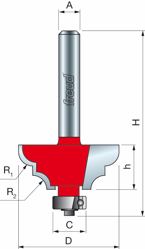 Freud 38-60225 28.6 x 12.7mm x 4.0 ø Classical Ogee Bit 1/4 Shank