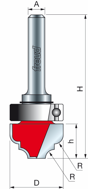 Freud 39-53225 19.0 x 12.7mm x 3.2 ø Top Bearing Cove & Bead Bit 1/4 Shank