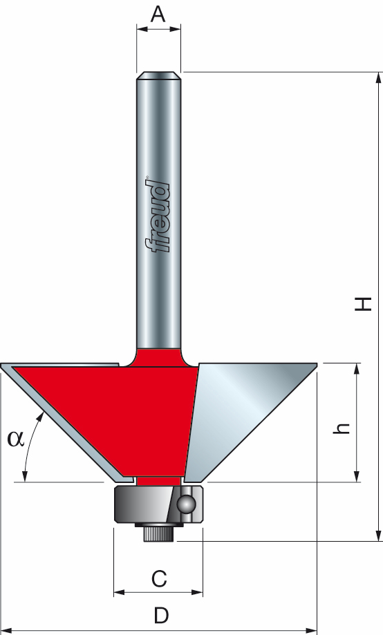 Freud 40-11450 42.9 x 18.4mm x 45 ø Chamfer Bit 1/2 Shank