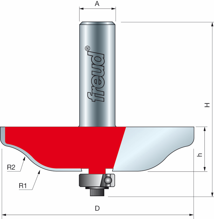 Freud 99-51050 69.9 ø x 16.3 x 12.7mm 2 + 2 Raised Panel Bit 1/2 Shank