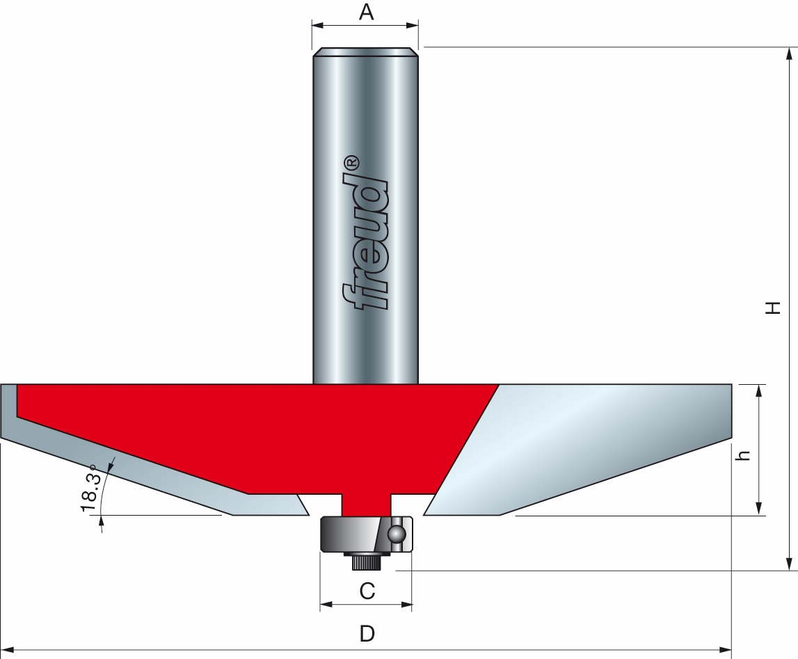 Freud 99-51550 88.9 ø x 16.3 x 12.7mm 2 + 2 Raised Panel Bit 1/2 Shank