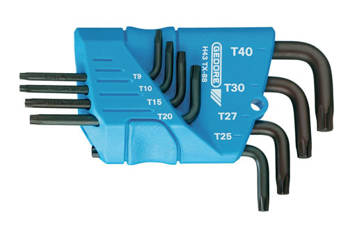 Gedore 1531433 Cranked Wrench Key Set for TX Screws 8 Piece H 43 TX-08