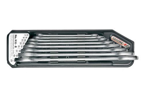 Gedore 6079400 Double Open Ended Spanner Set in Plastic Holder 6 Piece Metric